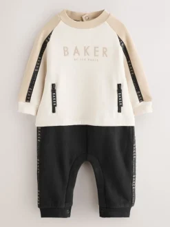 Rompertjes En Tuinbroeken|Baker by Ted Baker - Romper met inzetstuk en lange mouwen Pastelgeel