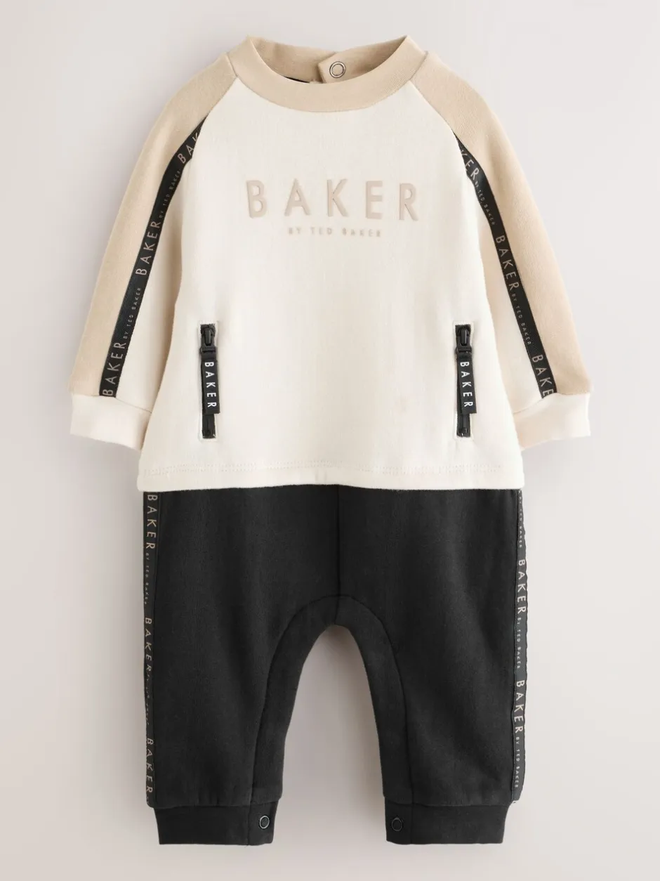 Rompertjes En Tuinbroeken|Baker by Ted Baker - Romper met inzetstuk en lange mouwen Pastelgeel