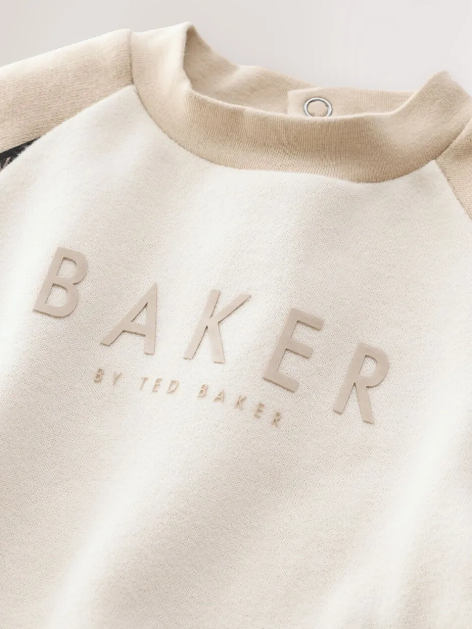 Rompertjes En Tuinbroeken|Baker by Ted Baker - Romper met inzetstuk en lange mouwen Pastelgeel