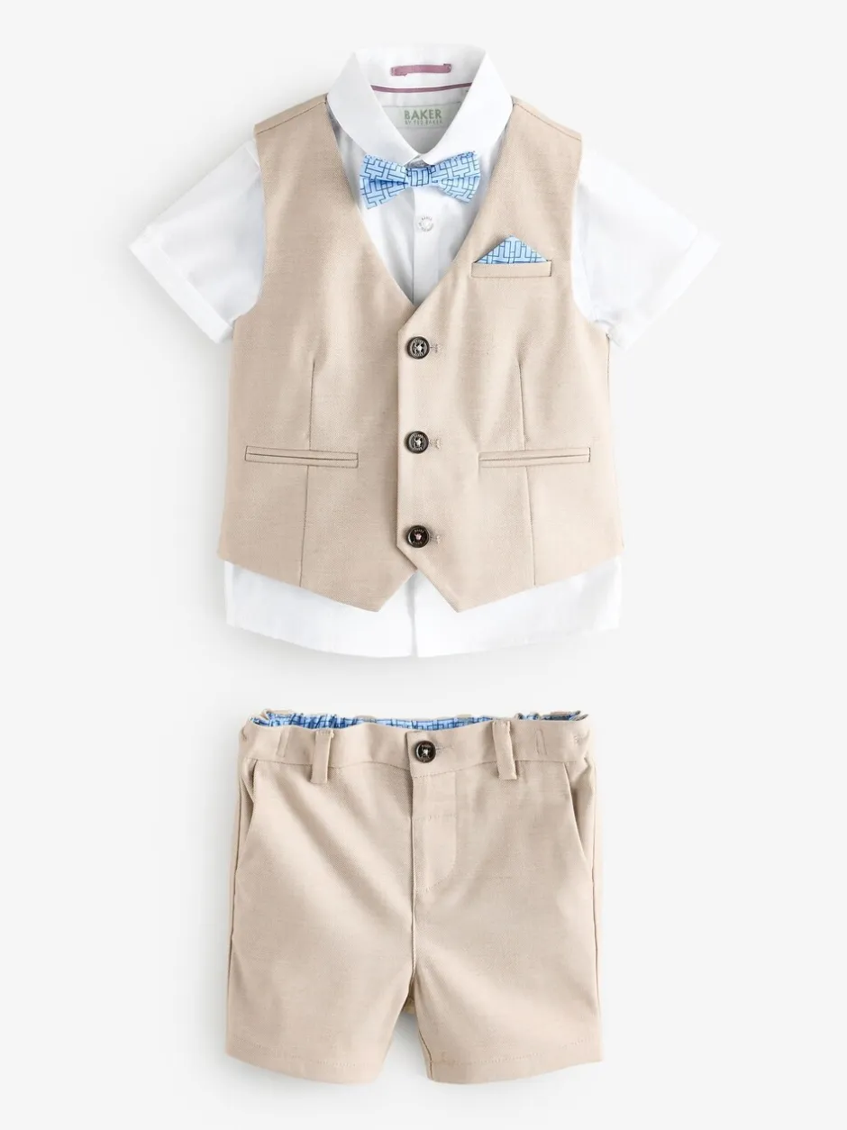 Kostuums En Herenvesten|Baker by Ted Baker - set van overhemd, gilet en short Pastelgeel