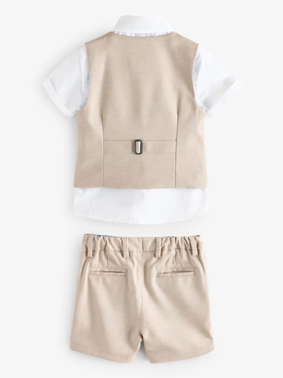 Kostuums En Herenvesten|Baker by Ted Baker - set van overhemd, gilet en short Pastelgeel