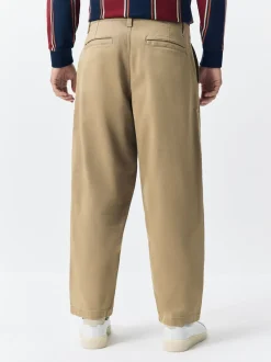 Broeken En Chino's|Next - Barrel Fit - Authentic Cotton Rich Stretch Trousers Pastelgeel