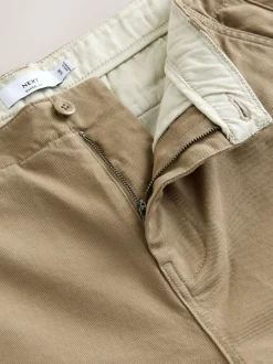 Broeken En Chino's|Next - Barrel Fit - Authentic Cotton Rich Stretch Trousers Pastelgeel