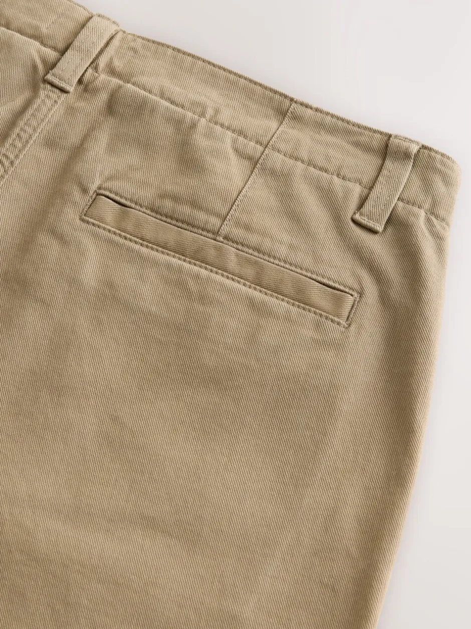Broeken En Chino's|Next - Barrel Fit - Authentic Cotton Rich Stretch Trousers Pastelgeel