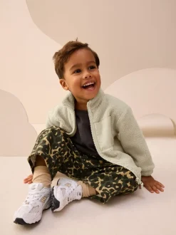 Jassen, Jacks En Kinderwagenpakjes|Jassen En Jacks|Next Pastelgeel - Effen fleece met rits en trechterhals (3mnd-7jr)