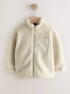 Jassen, Jacks En Kinderwagenpakjes|Jassen En Jacks|Next Pastelgeel - Effen fleece met rits en trechterhals (3mnd-7jr)