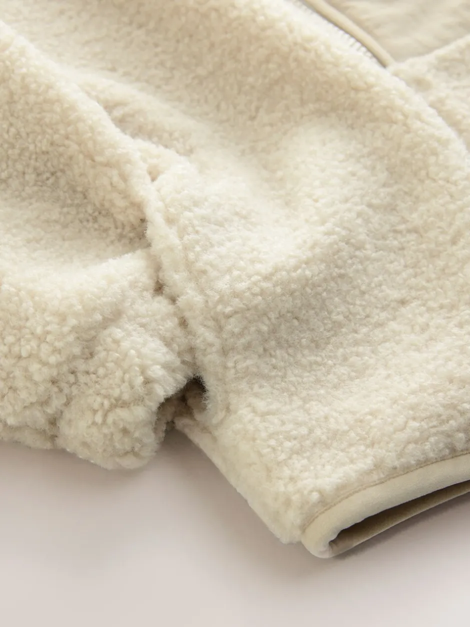 Jassen, Jacks En Kinderwagenpakjes|Jassen En Jacks|Next Pastelgeel - Effen fleece met rits en trechterhals (3mnd-7jr)