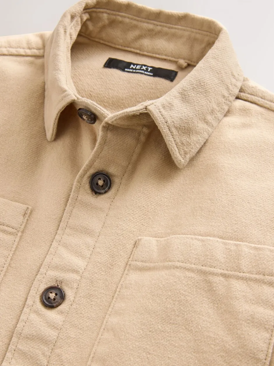 Jassen En Jacks|Shirts*Next - Geborsteld overshirt (3-16jr) Pastelgeel