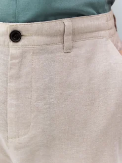 Shorts|Next - Korte chino met elastische taille met hoog linnenpercentage Pastelgeel
