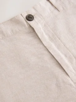 Shorts|Next - Korte chino met elastische taille met hoog linnenpercentage Pastelgeel