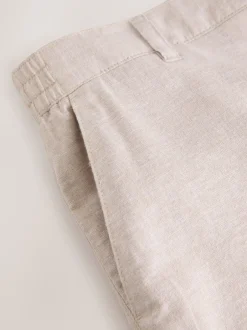 Shorts|Next - Korte chino met elastische taille met hoog linnenpercentage Pastelgeel