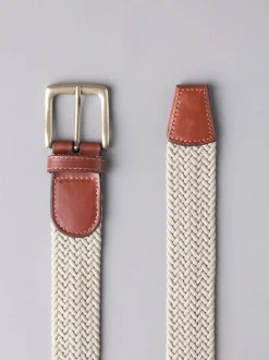 Riemen En Bretels*Lakeland Leather - Lakeland leren Greythwaite gevochten riem Pastelgeel