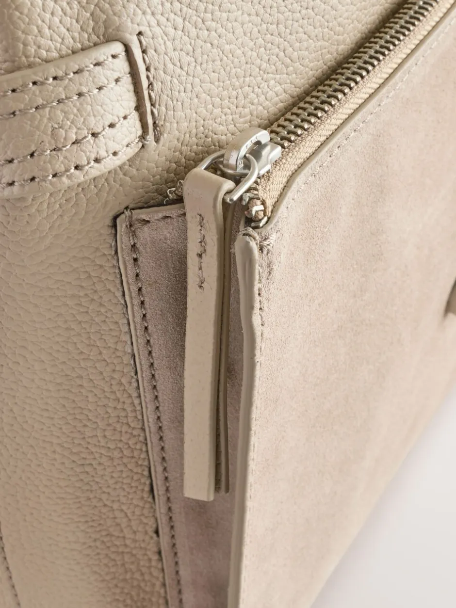 Tassen En Portemonnees|Next Pastelgeel - Leren messenger-tas met vak