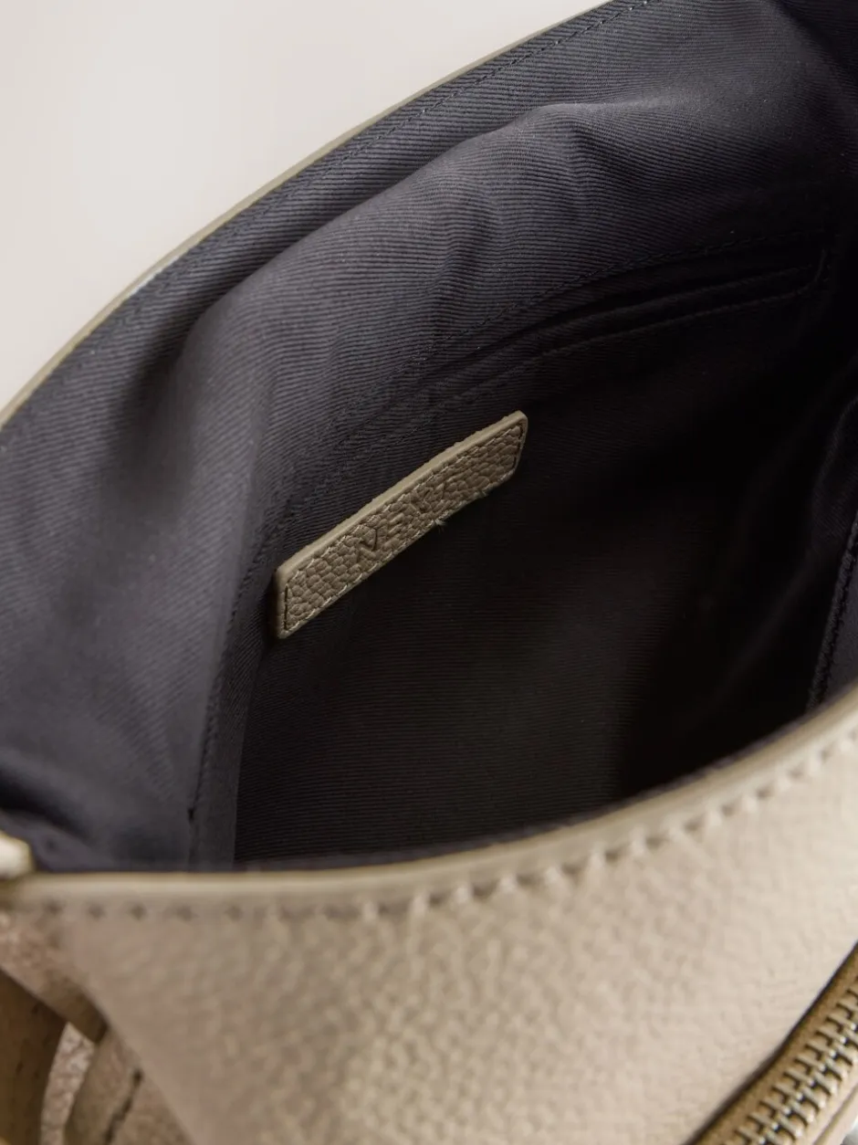 Tassen En Portemonnees|Next Pastelgeel - Leren messenger-tas met vak