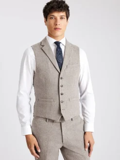Vesten|MOSS - slim-fit Donegal tweed gilet Pastelgeel
