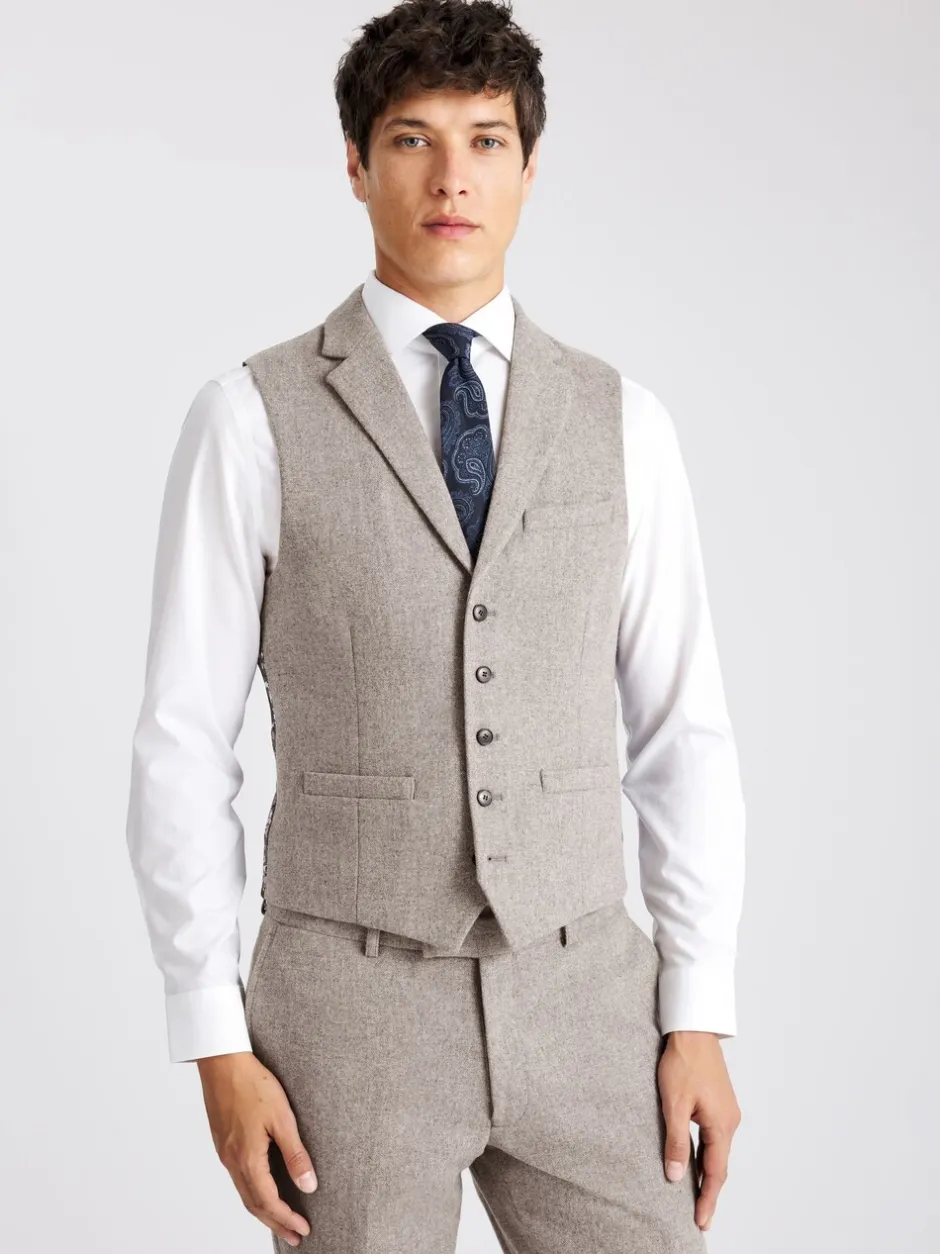 Vesten|MOSS - slim-fit Donegal tweed gilet Pastelgeel