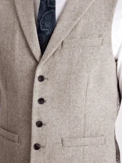 Vesten|MOSS - slim-fit Donegal tweed gilet Pastelgeel