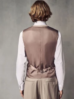 Vesten*Next - Regular Fit Wool Blend Motionflex Waistcoat Pastelgeel