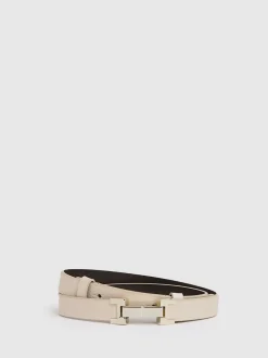 Ceintuurs|Reiss - - Leren Hayley riem met vierkant scharnier Pastelgeel