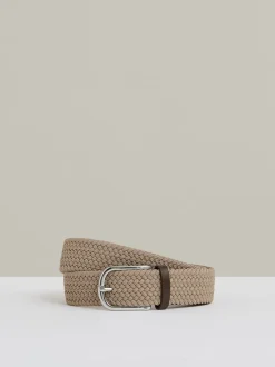 Riemen En Bretels|Reiss - Elmont Basket Weave Belt Pastelgeel