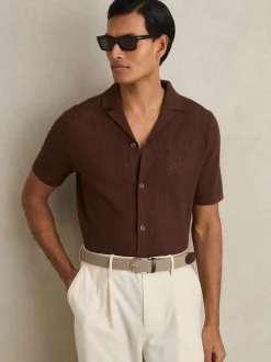 Riemen En Bretels|Reiss - Elmont Basket Weave Belt Pastelgeel