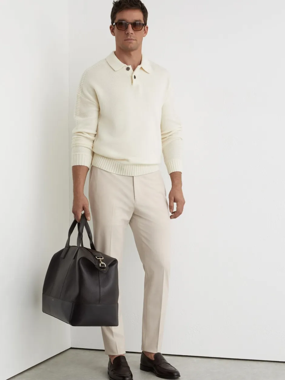 Broeken En Chino's*Reiss Pastelgeel - Found stretchy slim fit broeken met trekkoord