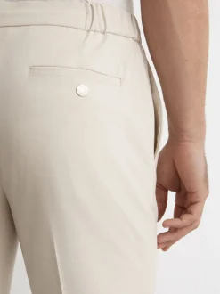 Broeken En Chino's*Reiss Pastelgeel - Found stretchy slim fit broeken met trekkoord