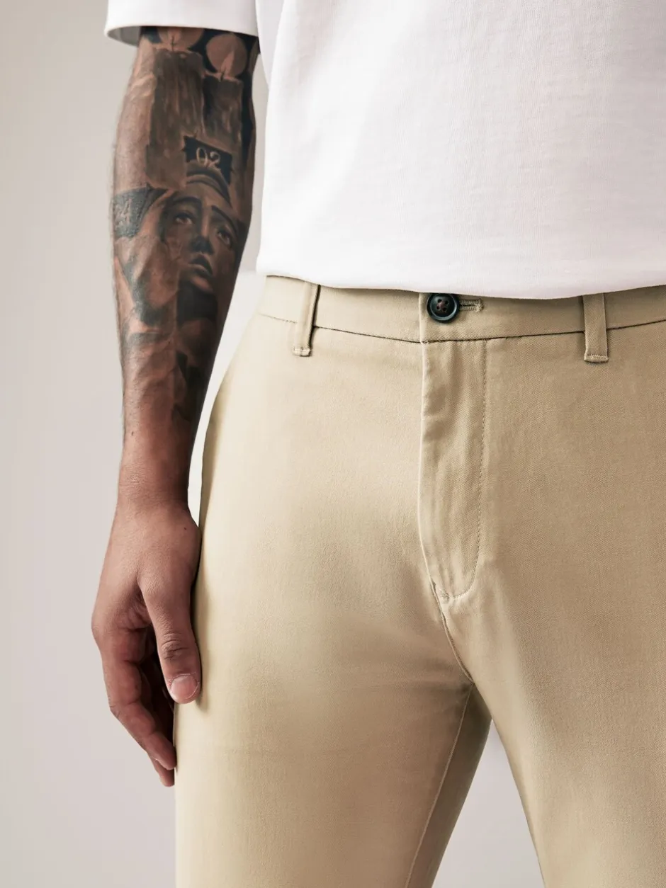 Broeken En Chino's*Next Pastelgeel - Slim Fit - Stretchy chino
