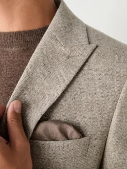 Pakken|Next Pastelgeel - Slim Fit Wool Blend Donegal Suit Jacket