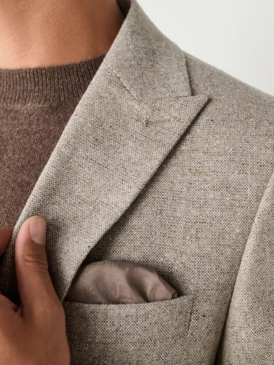 Pakken|Next Pastelgeel - Slim Fit Wool Blend Donegal Suit Jacket