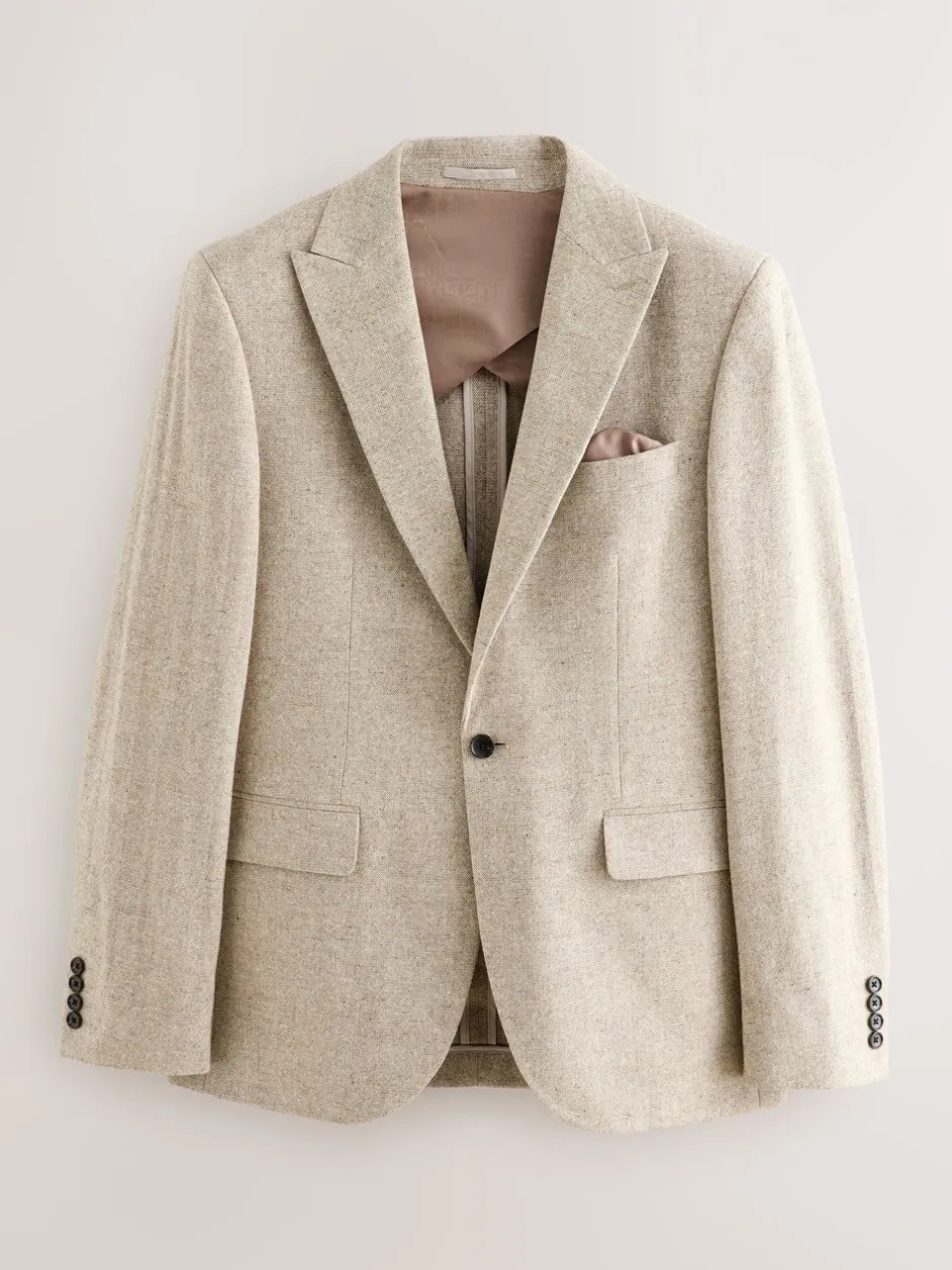 Pakken|Next Pastelgeel - Slim Fit Wool Blend Donegal Suit Jacket