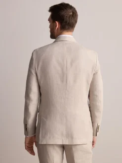 Pakken|Next - Slimfit Leomaster Italiaans 100% linnen colbert Pastelgeel