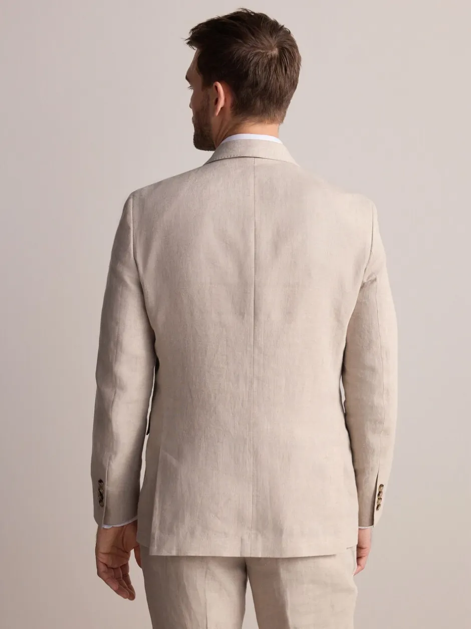 Pakken|Next - Slimfit Leomaster Italiaans 100% linnen colbert Pastelgeel