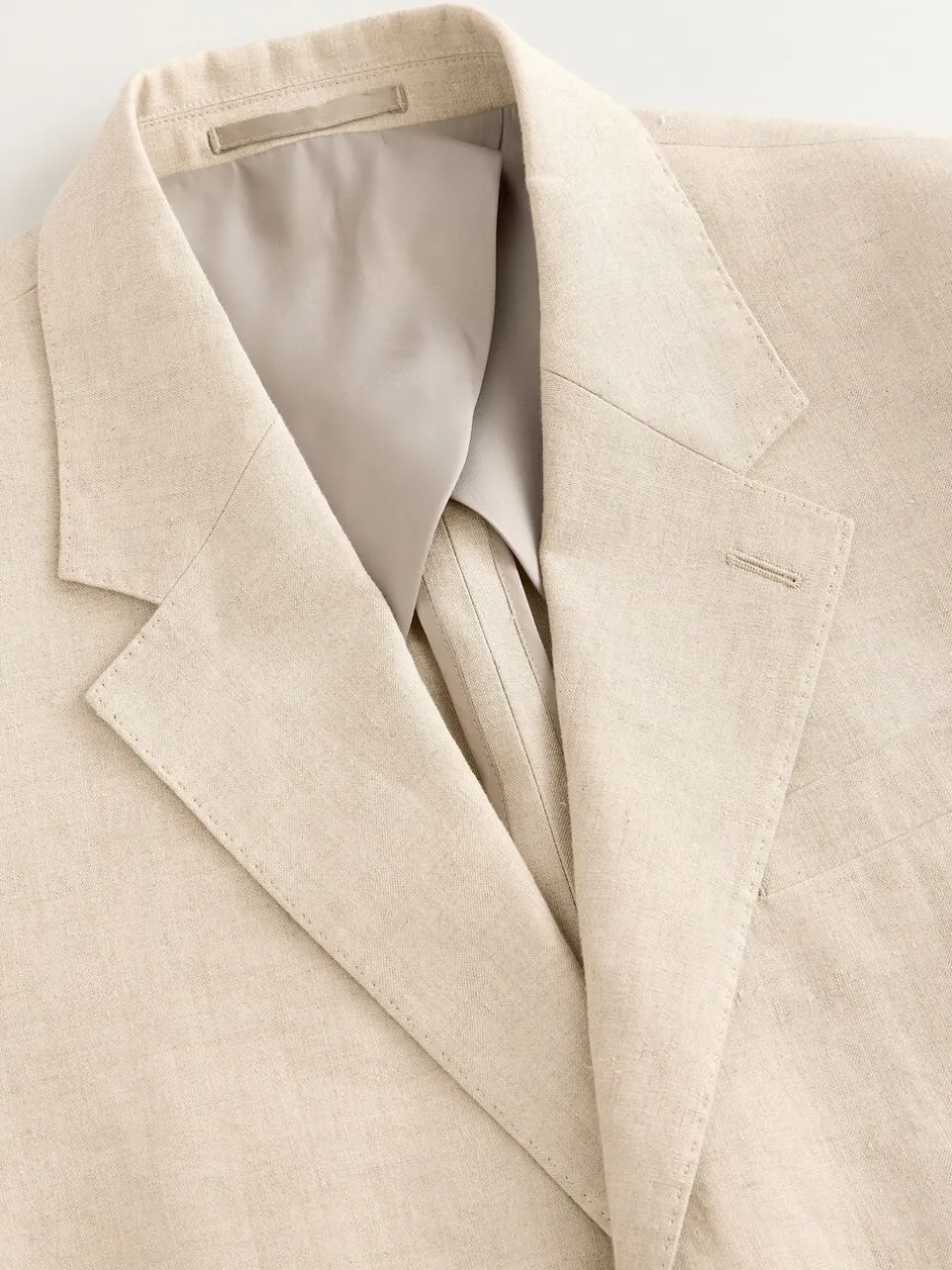 Pakken|Next - Slimfit Leomaster Italiaans 100% linnen colbert Pastelgeel