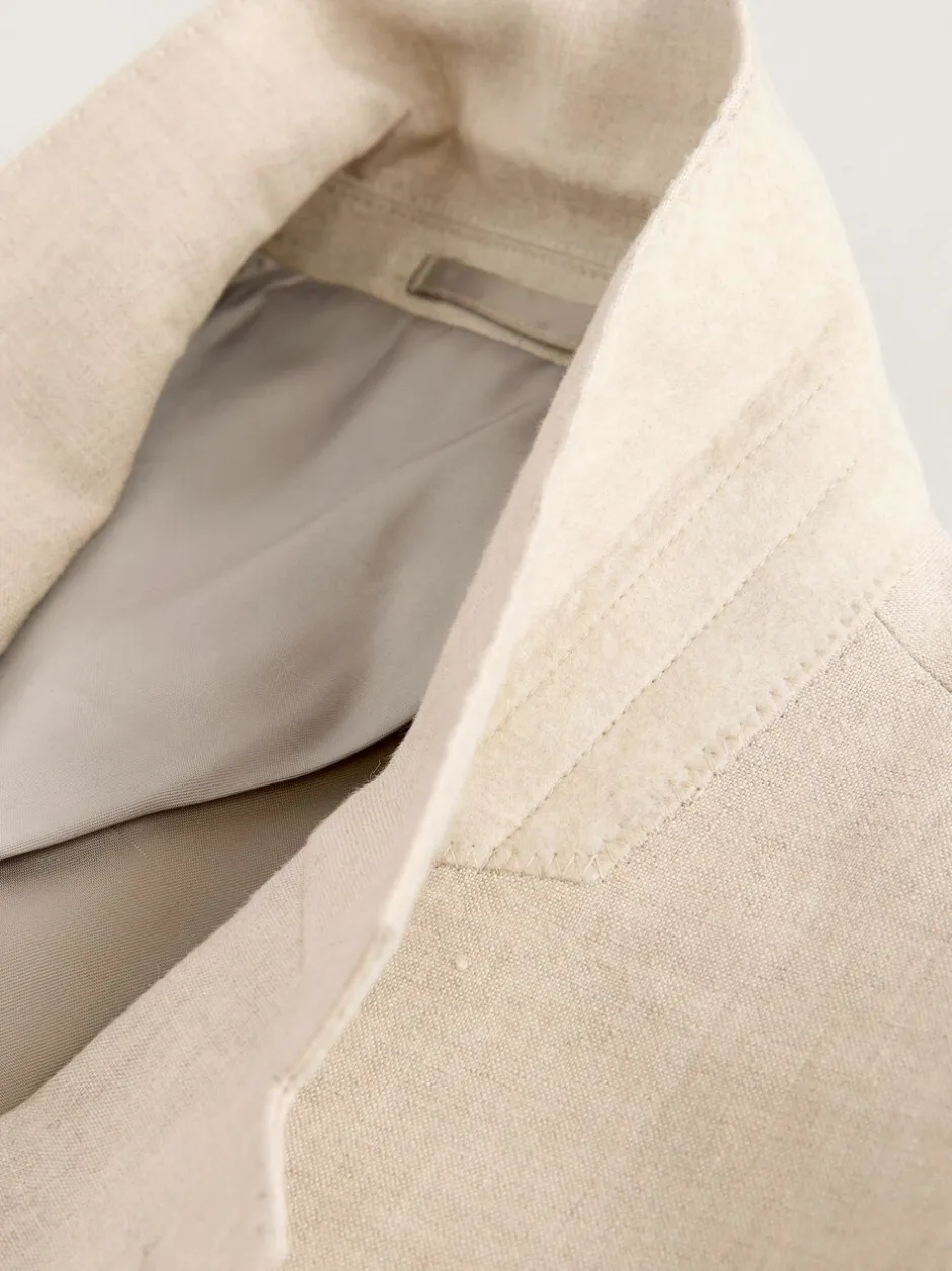 Pakken|Next - Slimfit Leomaster Italiaans 100% linnen colbert Pastelgeel