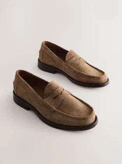 Schoenen|Formele Schoenen|Next - Standaard pasvorm - Suède instappers Pastelgeel