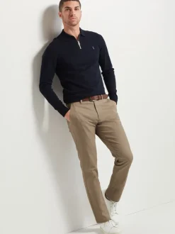 Broeken En Chino's|Next - Straight fit - Zachte chino met print en riem Pastelgeel