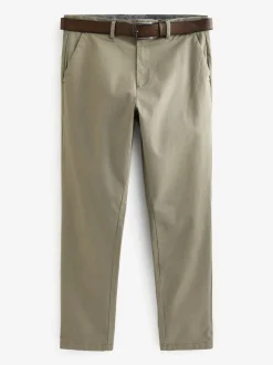 Broeken En Chino's|Next - Straight fit - Zachte chino met print en riem Pastelgeel