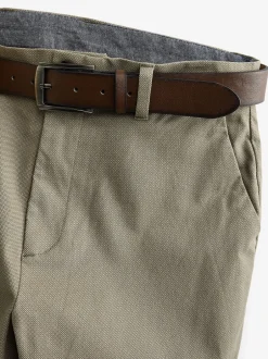 Broeken En Chino's|Next - Straight fit - Zachte chino met print en riem Pastelgeel
