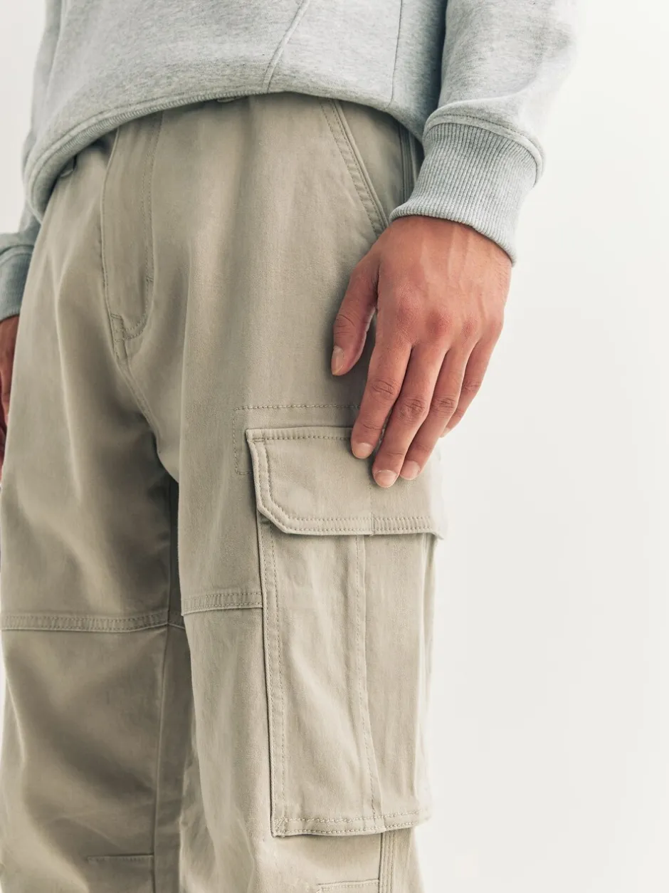 Broeken En Chino's|Next Pastelgeel - Straight fit - Katoenen cargostretchbroek