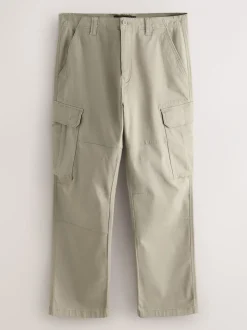 Broeken En Chino's|Next Pastelgeel - Straight fit - Katoenen cargostretchbroek