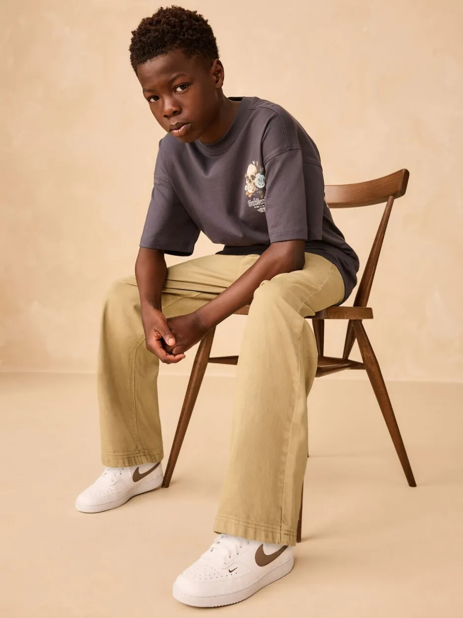 Jeans|Next - Twill jeans met aantrekkoord (3-16jr) Pastelgeel