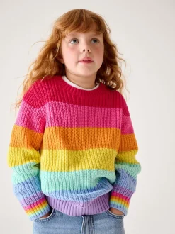 Gebreide Kleding*Little Bird by Jools Oliver - Knitted Colourblock Jumper Pastelgetinte regenboogstrepen