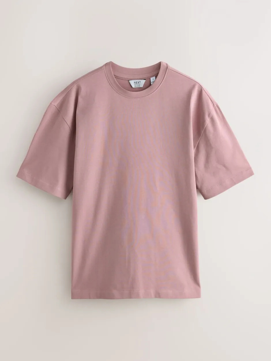 T-Shirts En Hemden|Next - Set van 5 ruimvallende dikke T-shirts PastelGroen/Blauw/Ecru/leigrijs/Roze