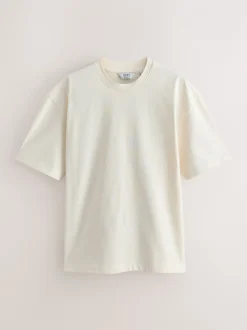 T-Shirts En Hemden|Next - Set van 5 ruimvallende dikke T-shirts PastelGroen/Blauw/Ecru/leigrijs/Roze