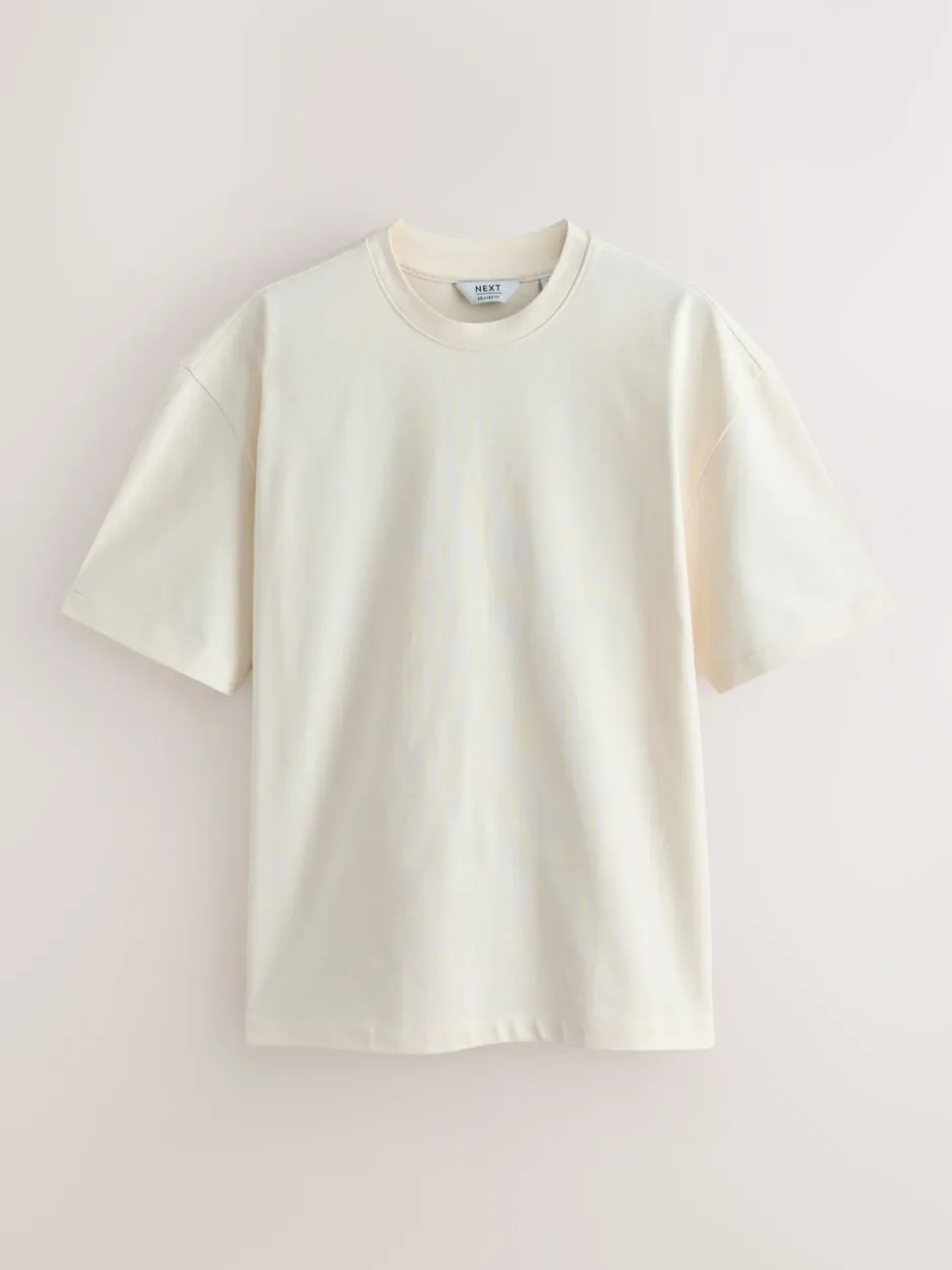 T-Shirts En Hemden|Next - Set van 5 ruimvallende dikke T-shirts PastelGroen/Blauw/Ecru/leigrijs/Roze