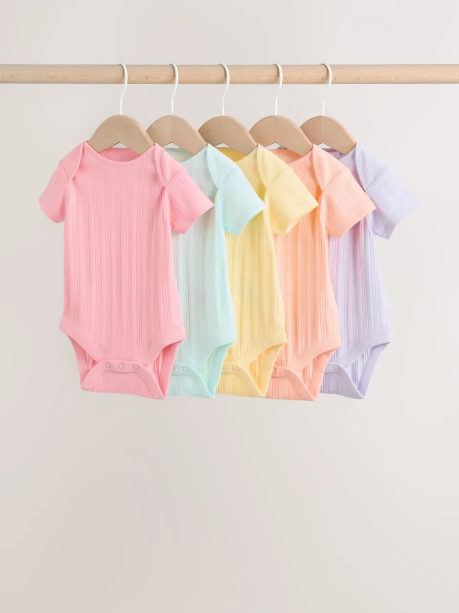 Rompertjes En Hemdjes|Next Pastelkleurig - 5 Babyrompertjes met korte mouwen