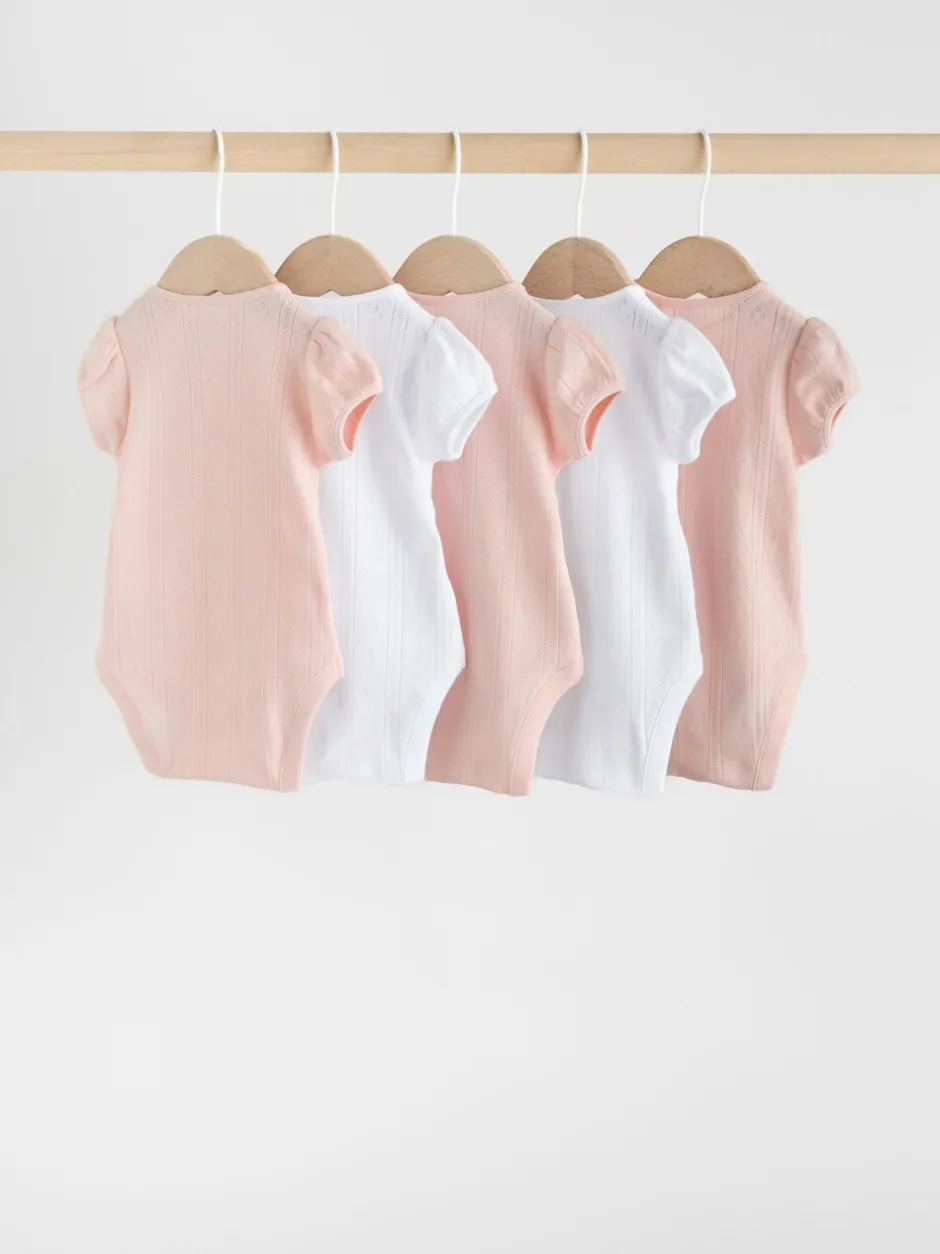 Rompertjes En Hemdjes|Next Pastelkleurig - Korte mouwen Baby bodysuit met punt 5 verpakking