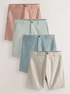 Shorts|Next - Slim Fit - Set van 4 chinoshorts met stretch Pastelkleurig