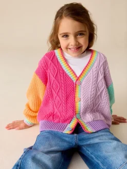 Truien En Breisels|Gebreide Kleding|Little Bird by Jools Oliver - Knitted V-Neck Cardigan Pastelkleurig met kleurvlakken